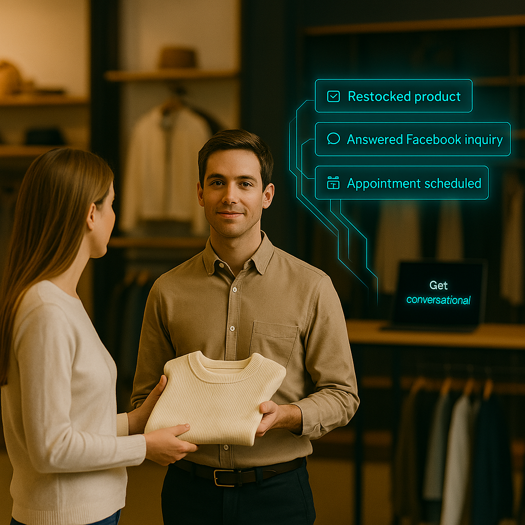 AI retail assistant handling customer inquiries across multiple channels